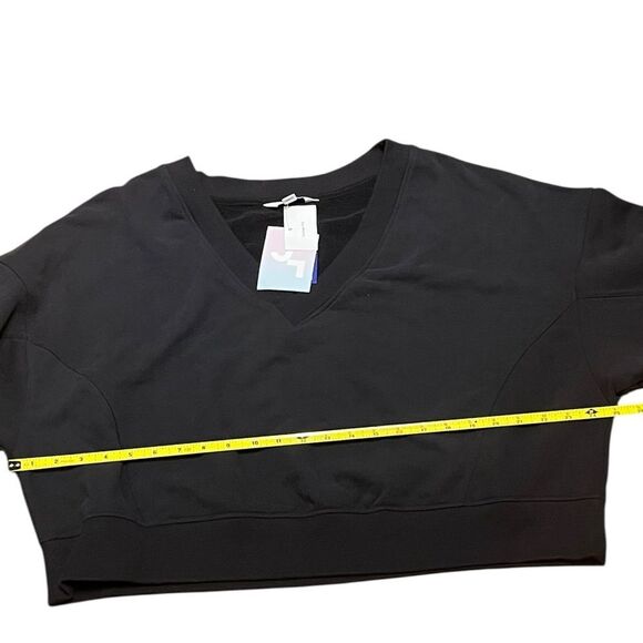 JoyLab Charcoal Black V-Neck Cropped Relaxed Fit Sweatshirt, Size L, NWT - Picture 6 of 8